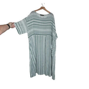 Online New Elegance 4XL green white striped‎ 100% rayon lightweight flowy dress